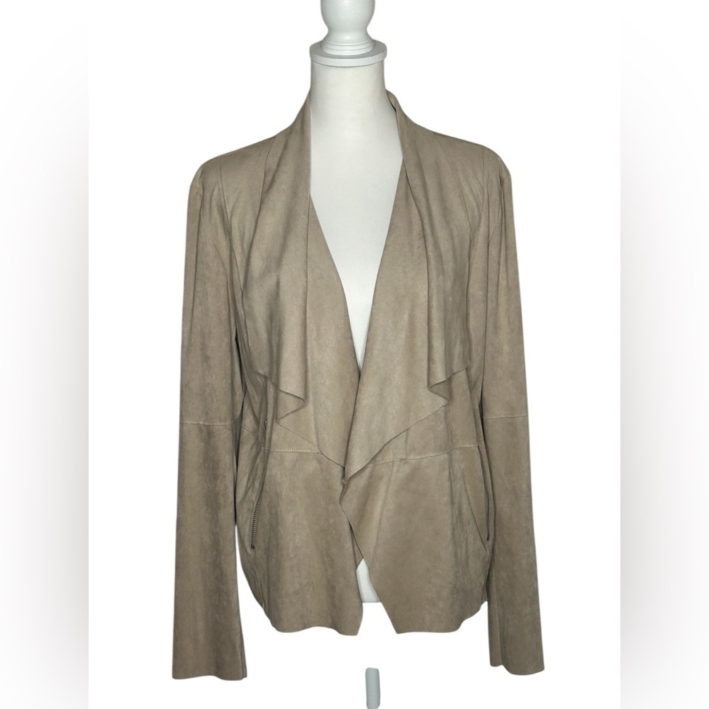 Bagatelle Women's Tan Jacket Cascading front faux suede size XL Boho lightweight